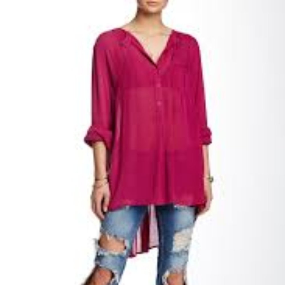 NWT free people Boyfriend Button Front Shirt